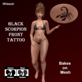 Black scorpion front tattoo