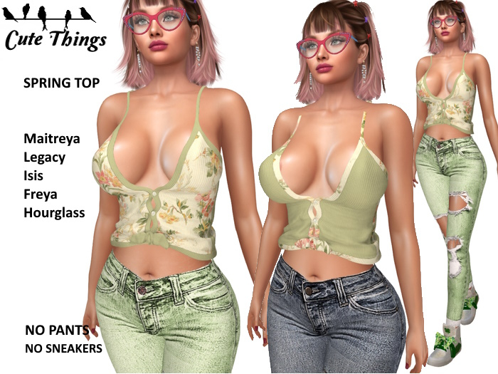 [CT] Spring Top Green - 2 textures - Maitreya - Legacy - Isis - Freya - Hourglass 