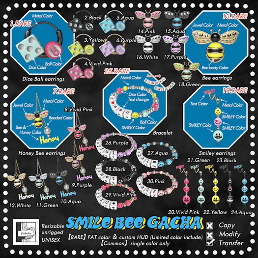 3. Schelm - Smile Bee Gacha (Dice Ball earrings) - Yellow