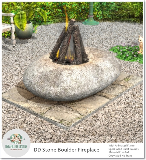 DD Stone Boulder Fireplace/ADD
