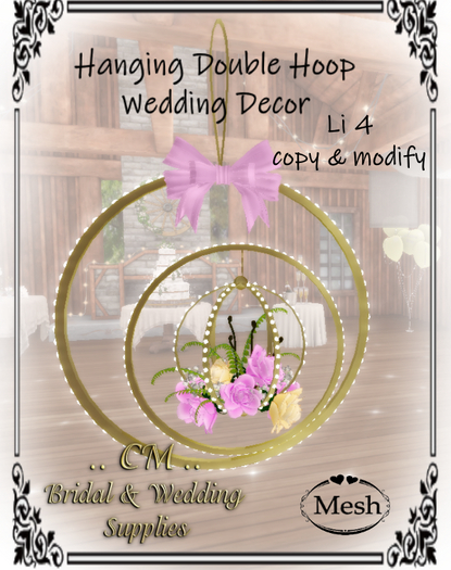CM..Hanging Double Hoop Wedding Decor  Pink