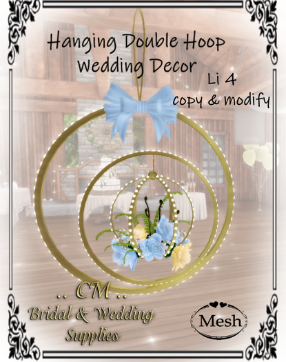 CM..Hanging Double Hoop Wedding Decor  Blue