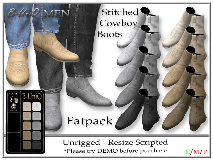 B-UniQ Men - DEMO Stitched Cowboy Boots