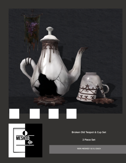 MeshedUp: Broken Old Teapot & Cup Set