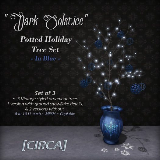 [CIRCA] - "Dark Solstice" Holiday Potted Tree Set - Blue