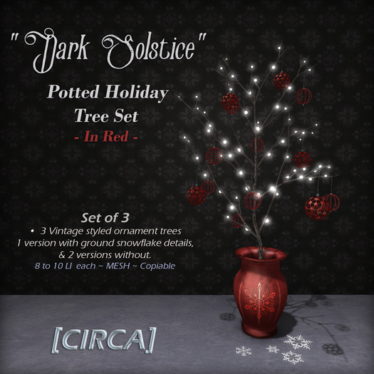 [CIRCA] - "Dark Solstice" Holiday Potted Tree Set - Red