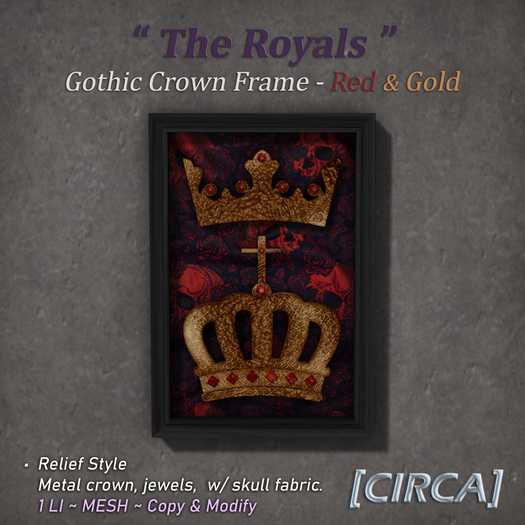 [CIRCA] - "The Royals" Gothic Crown Frame - Red / Gold
