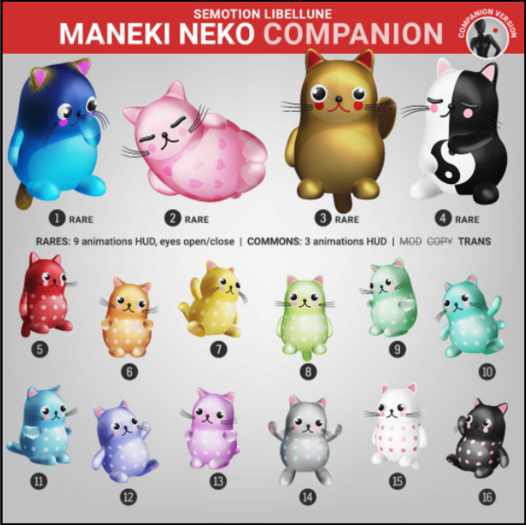 3. SEmotion Libellune Maneki Neko Companion RARE