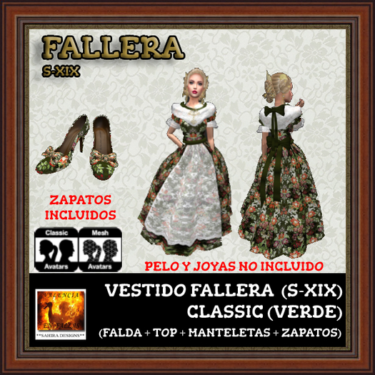 *SD* FALLERA S-XIX - VESTIDO - CLASSIC (VERDE)