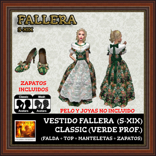 *SD* FALLERA S-XIX - VESTIDO - CLASSIC (VERDE PROFUNDO)