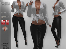 "GCD" Niqua Slit Leather Pants Black