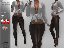 "GCD" Niqua Slit Leather Pants Brown