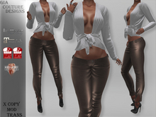 "GCD" Niqua Slit Leather Pants Gold