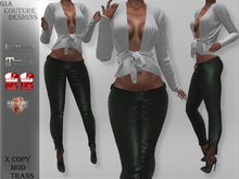 "GCD" Niqua Slit Leather Pants Green