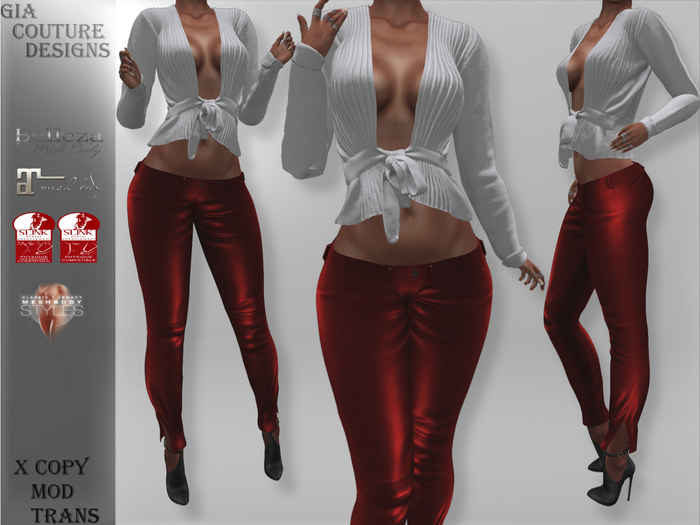 "GCD" Niqua Slit Leather Pants Red