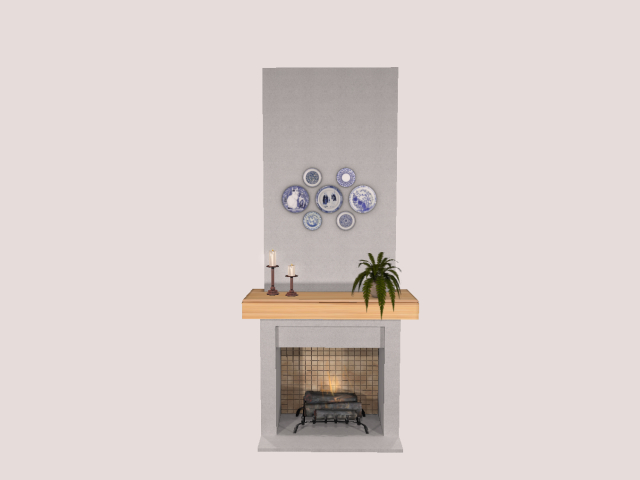 Firplace with Candles * Plant