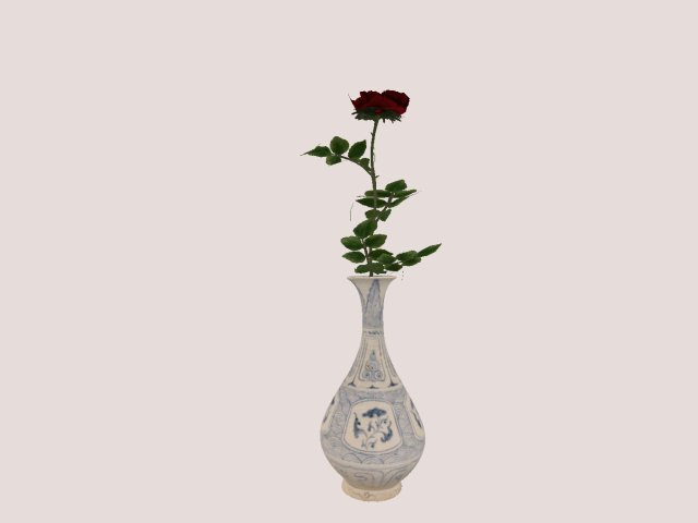 Red rose In Bleu Vase