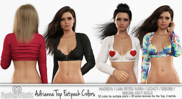 Adrianna Top Fatpack Colors - Maitreya, Petite, Kupra , Legacy, Nerido, Reborn, Juicy - FashionNatic