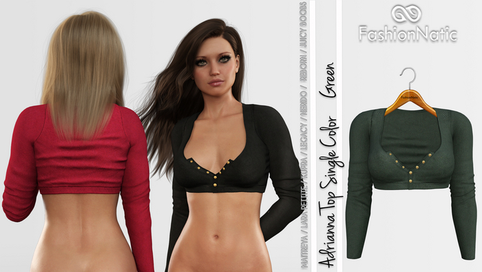 Adrianna Top Green - Maitreya, Petite, Kupra , Legacy, Nerido, Reborn, Juicy - FashionNatic