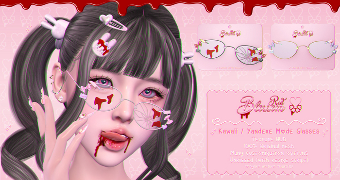 { Red Blossom } Kawaii / Yandere Mode Glasses { FATPACK }
