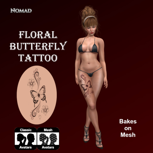 Floral Butterfly Tattoo