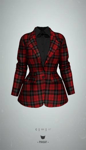-Pixicat- June Blazer (TartanRed)
