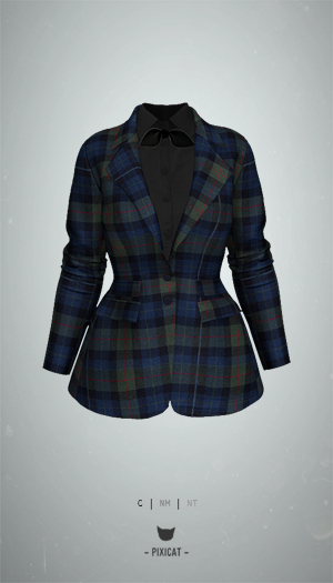 -Pixicat- June Blazer (TartanBlue)