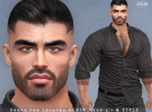 *ATLAS*Mens Shape BARRY for Lelutka ALAIN  Head 3.1 & STYLE CARD 