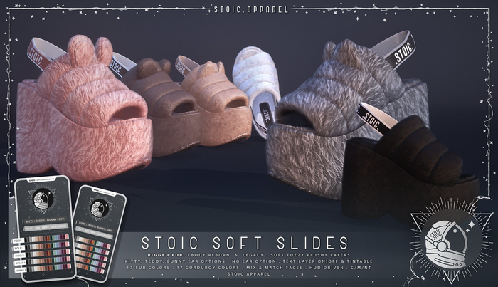 .STOIC. SOFT SLIDES FUR WHITE