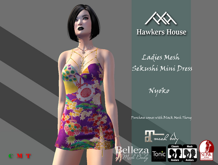 *HH* Ladies Mesh Sekushi Mini Dress Nyoko