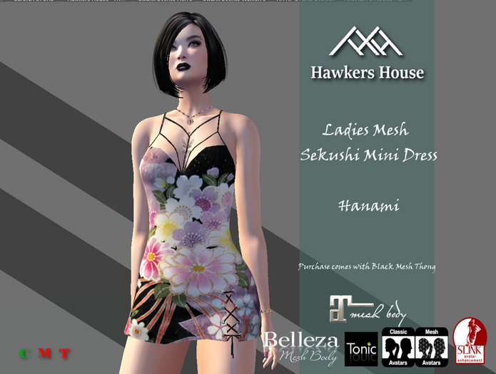 *HH* Ladies Mesh Sekushi Mini Dress Hanami