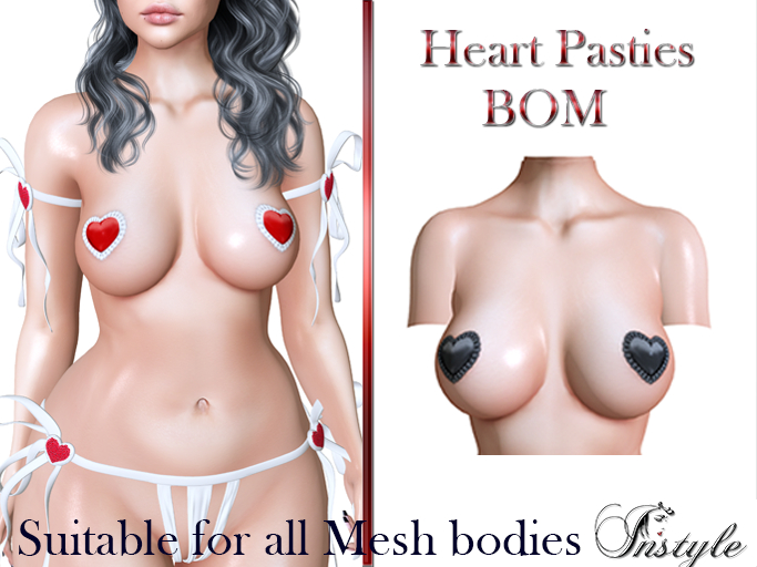 InStyle -Heart Pasties BOM Black-PROMO until 30.04.