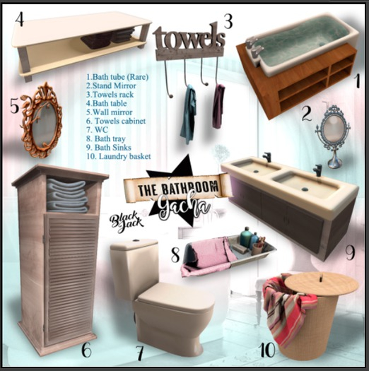Second Life Marketplace - BJK * The Bathroom gacha * Stand mirror