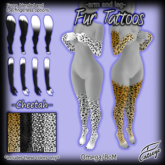 Catseye -Arm & Leg Fur Tattoo- *Cheetah* Omega/BoM