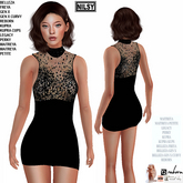 BEADED CHIFFON TOP BLACK DRESS,MESH BODY
