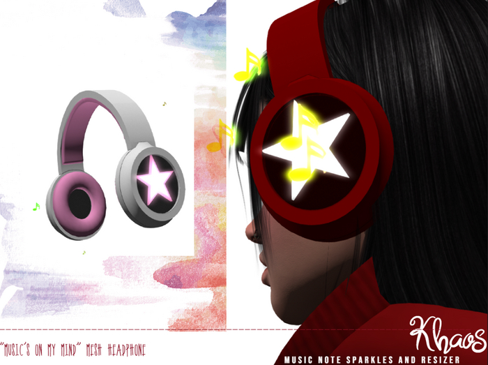 Khaos' music's on my mind headphone white & pink