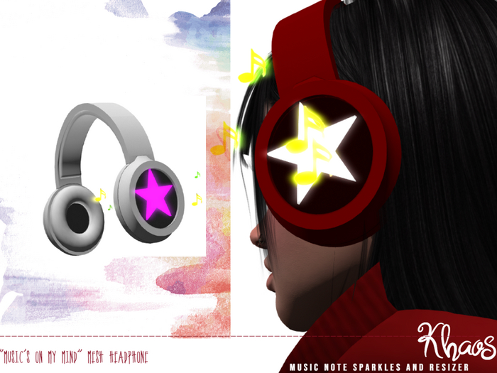 Khaos' music's on my mind headphone * White & colors changing star