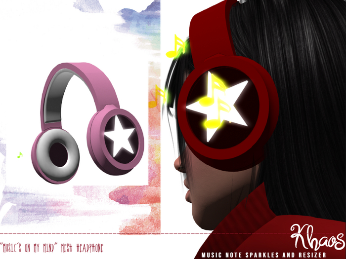 Khaos' music's on my mind headphone * pink 