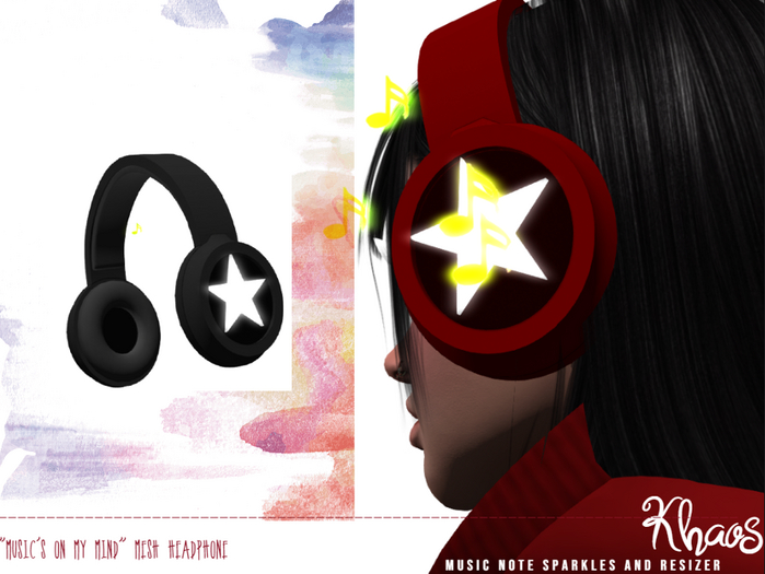 Khaos' music's on my mind headphone * Black & color changing star 