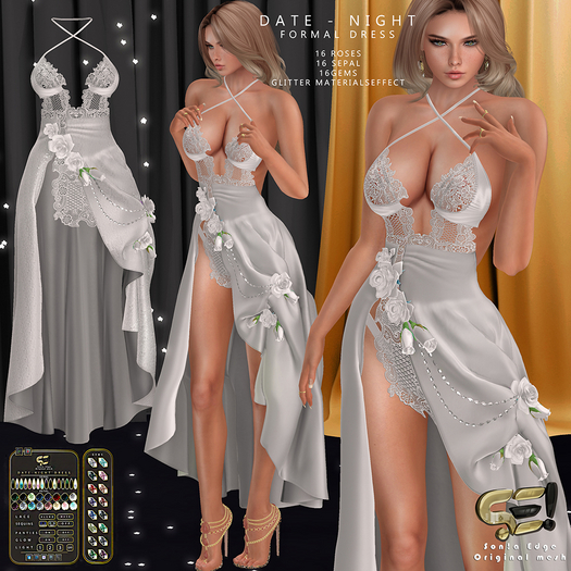 Son!a-Edge Date-Night cocktail Dress/Gown WHITE