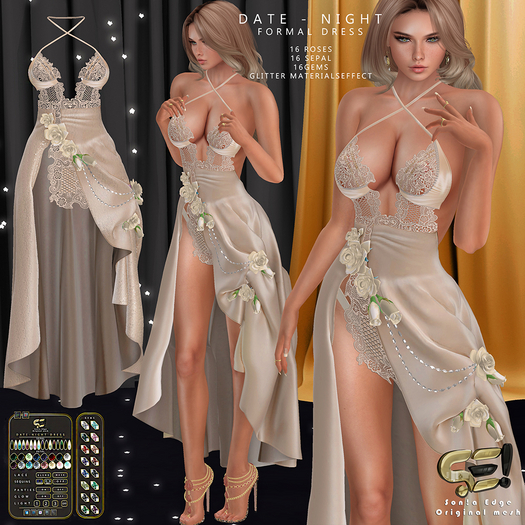 Son!a-Edge Date-Night cocktail Dress/Gown GOLDY