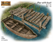 Pier / Dock with boat - Old World - water decorations