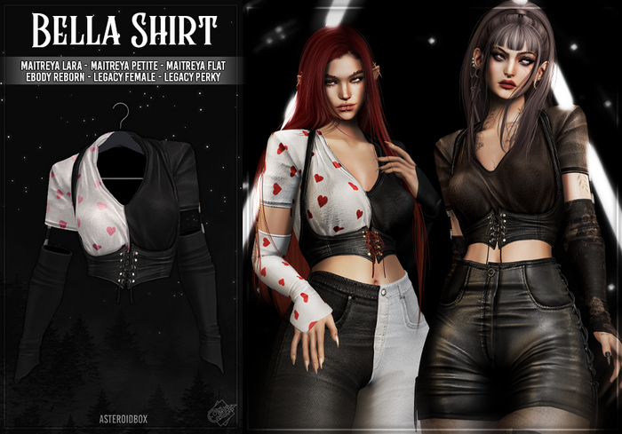 AsteroidBox. Bella Shirt - Pink Heart Split