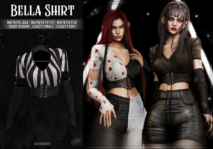 AsteroidBox. Bella Shirt - White Stripes