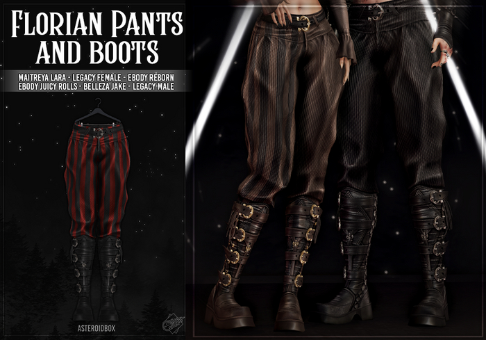 AsteroidBox. Florian Pants & Boots - Red Stripes