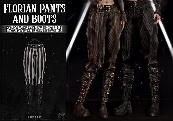 AsteroidBox. Florian Pants & Boots - White Stripes