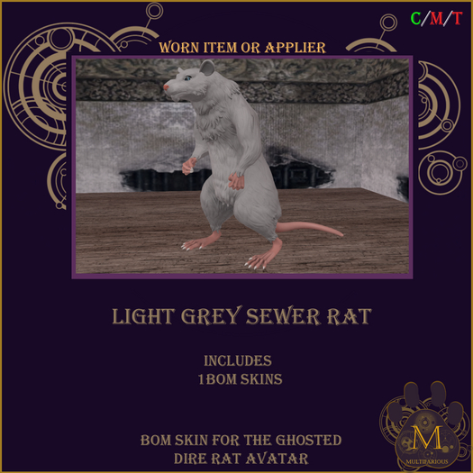 *M* Lt Grey Sewer Dire Rat Skin Unpacker
