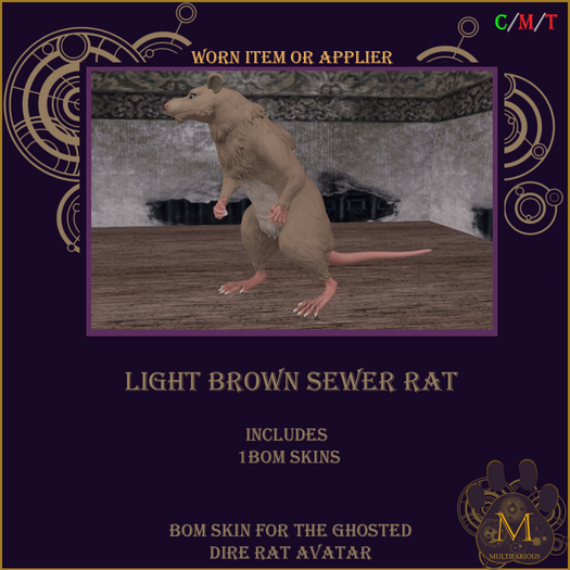 *M* Lt Brown Sewer Dire Rat Skin Unpacker