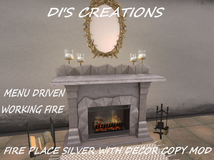 FIRE PLACE SILVER WITH DECOR