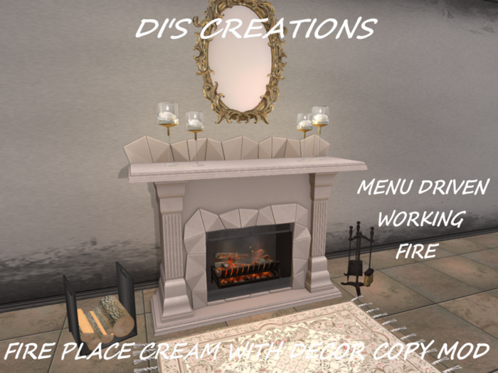 FIRE PLACE CREAM WITH DECOR